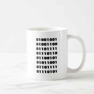 "Te amo" (en código binario) taza