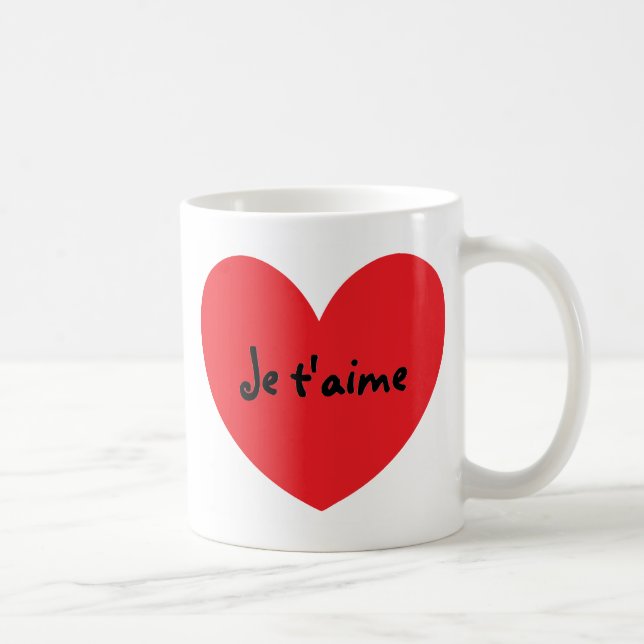 "Te amo" (en francés) taza (Derecha)