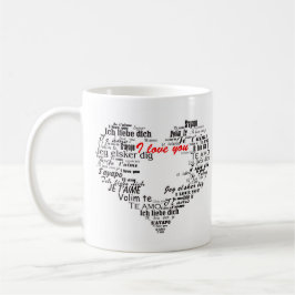 Te amo en taza blanca básica de los otros idiomas