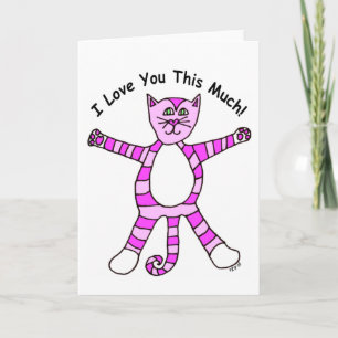 "Te amo esta tarjeta mucho" rosada del gato