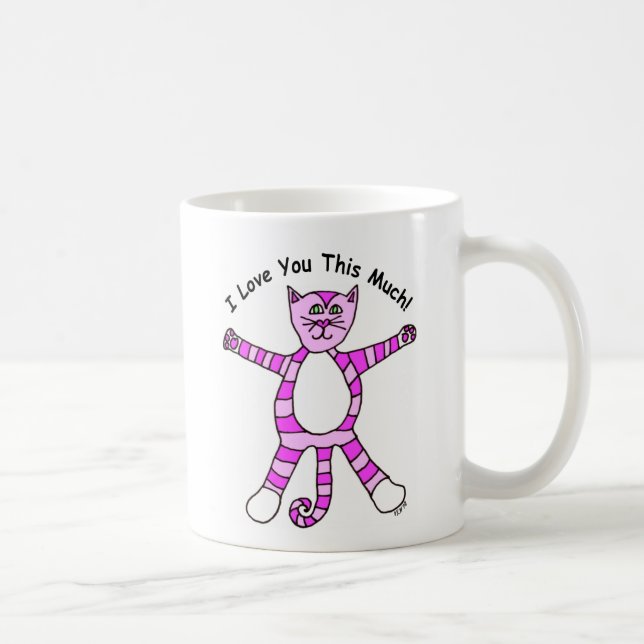 "Te amo esta taza mucho" rosada del gato (Derecha)