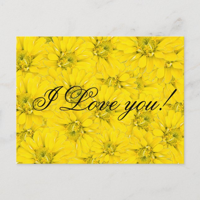 te amo flor amarilla postal (Anverso)