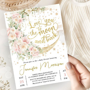 Te Amo Hasta La Luna Invitación de Baby Shower Niñ