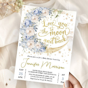Te Amo Hasta La Luna Invitación de Baby Shower Niñ