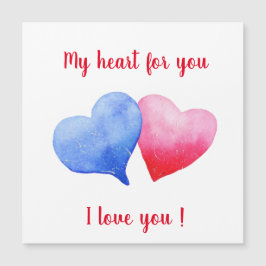 Te amo la acuarela del corazón rojo y azul