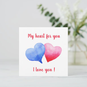 Te amo la acuarela del corazón rojo y azul