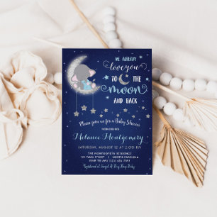 Te amo la luna y la espalda invitación de Baby Sho