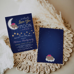 Te amo la luna y la espalda invitación de Baby Sho