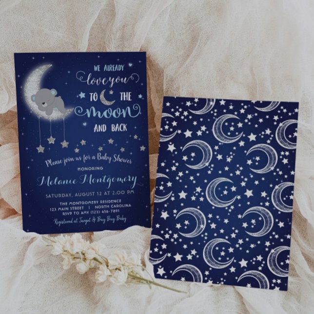 Te amo la luna y la espalda invitación de Baby Sho (Subido por el creador)
