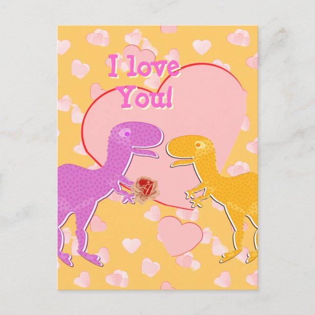 Te amo la postal de los dinosaurios T-Rex (Anverso)