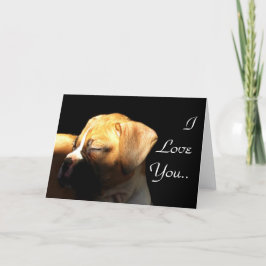 Te amo la tarjeta de saludo de cachorro de boxeado