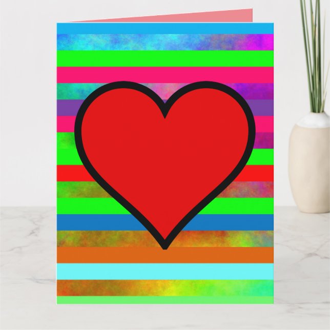 TE AMO LA TARJETA GRANDE DE RAINBOW HEART (Anverso)