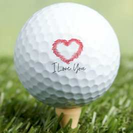Te amo las pelotas de golf de corazón rojo