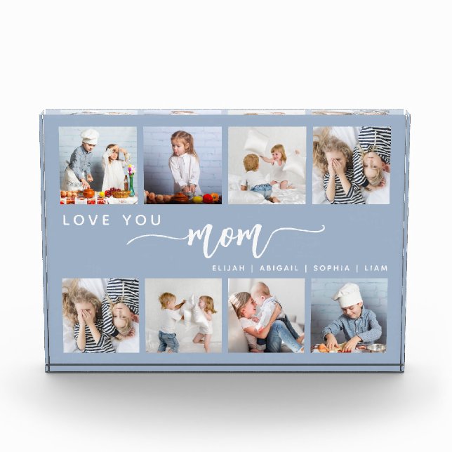 Te amo mamá 8 Collage de fotos Dusty Blue (Anverso)