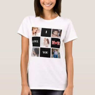 ''Te amo mamá'' camiseta de collage de 5 fotos lin
