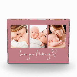 Te amo mamá guión Corazón 3 fotos Rosa agitado