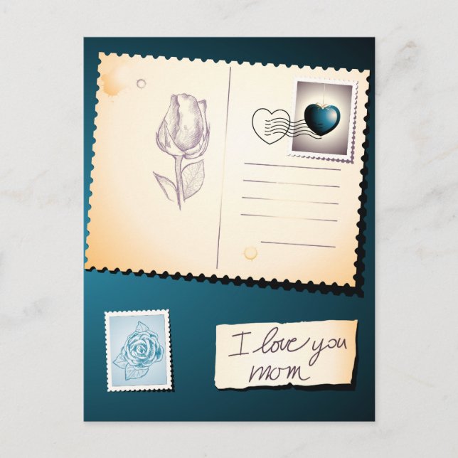 Te amo mamá, postal (Anverso)