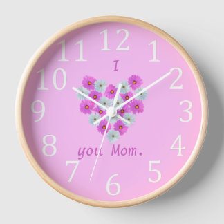 Te amo, mamá, rosa floral y relojes blancos