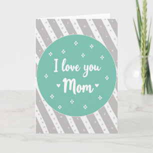 Te amo mamá tarjeta ovalada azul turquesa