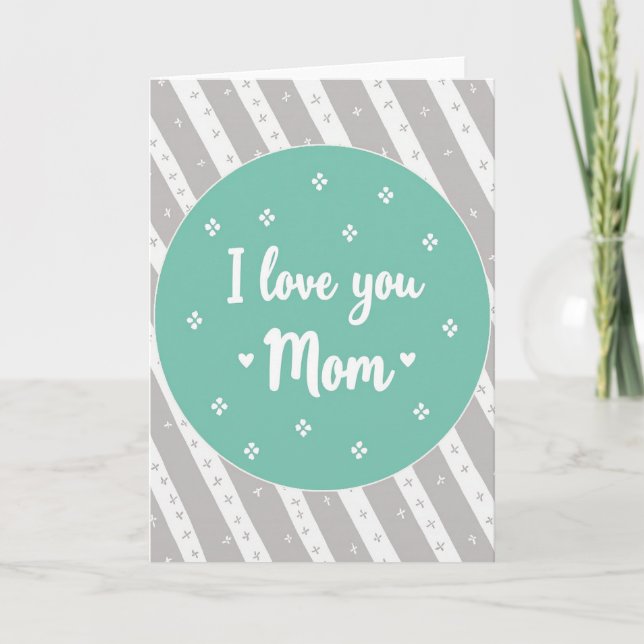Te amo mamá tarjeta ovalada azul turquesa (Anverso)