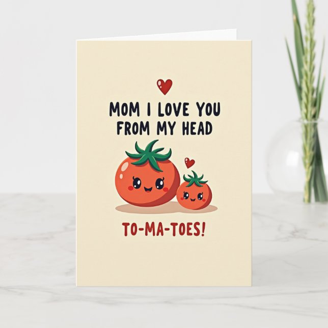 Te Amo Mamá Tomates Tarjeta Divertida (Anverso)