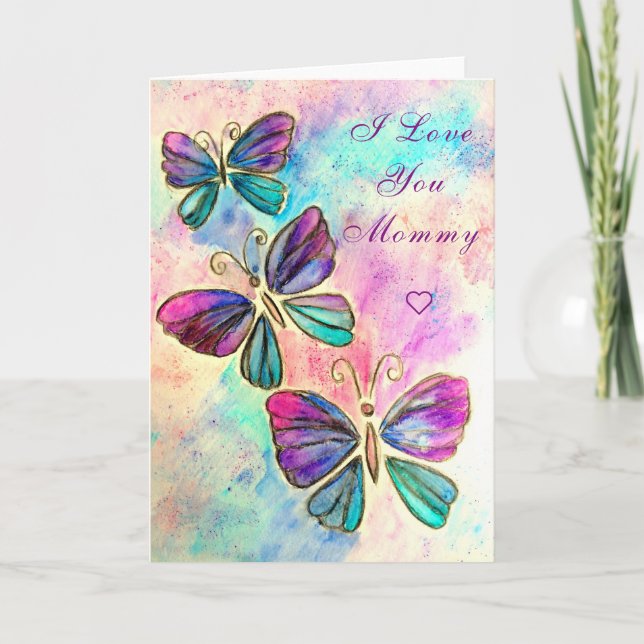 Te Amo Mami Tarjeta Mariposas Coloridas (Anverso)