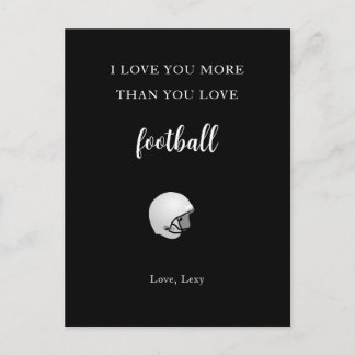 Te amo más que al fútbol divertida postal romántic