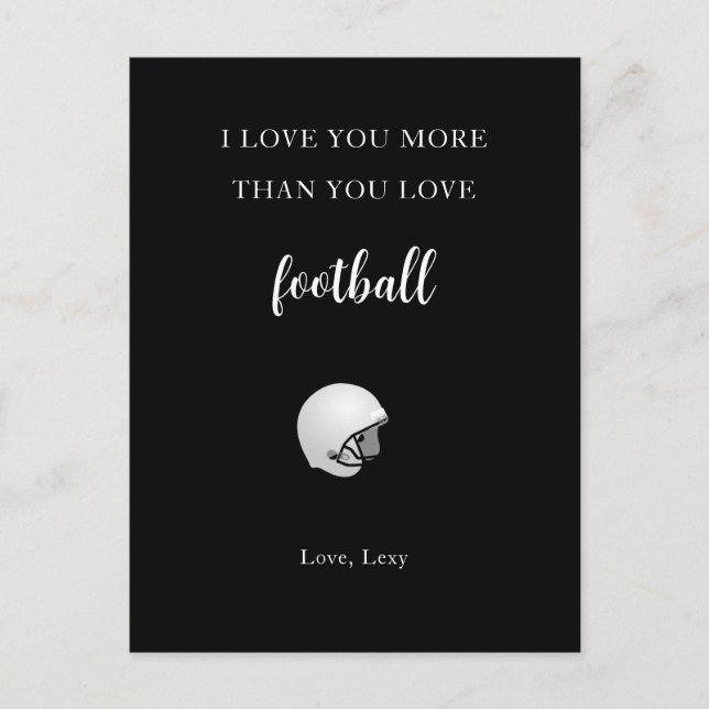 Te amo más que al fútbol divertida postal romántic (Anverso)