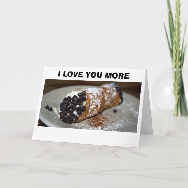 "TE AMO MÁS QUE CANNOLI" TARJETA ITALIANA DE AMOR (Anverso)