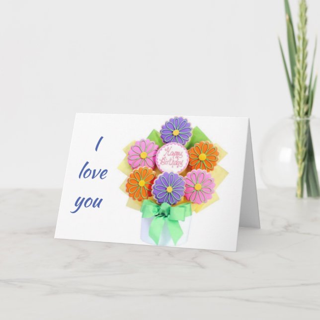 TE AMO ***MÁS QUE COOKIES*** TARJETA DE CUMPLEAÑOS (Anverso)