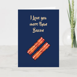 Te amo más que el bacon tarjeta en azul marino