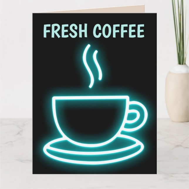 TE AMO MUCHO CAFETERA TARJETA NEÓN ENMARCABLE (Anverso)