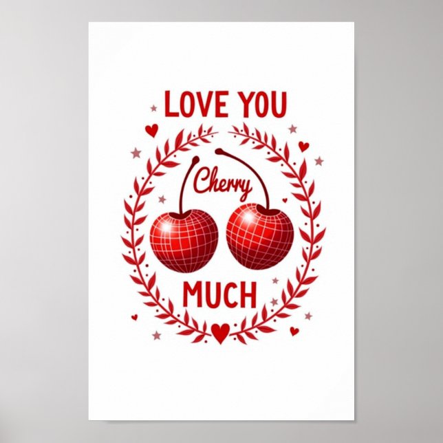 Te Amo Mucho Cereza Impresión de Póster Rojo Disco (Frente)