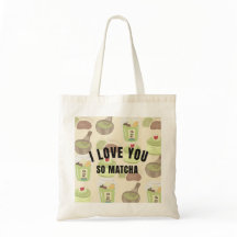 "Te Amo Mucho Matcha" Bolsa de Tela Estética -