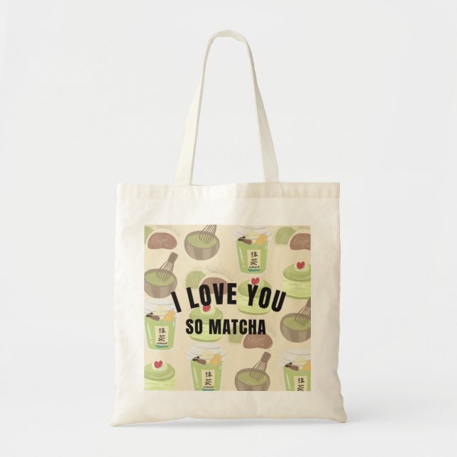 "Te Amo Mucho Matcha" Bolsa de Tela Estética - (Frente)
