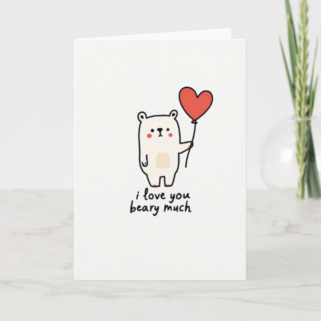 Te Amo Mucho Oso Tarjeta del Corazón (Anverso)
