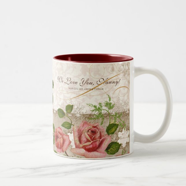 Te amo niñera, taza inglesa de los rosas del (Derecha)