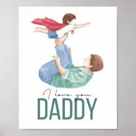 Te Amo Papá Póster de Superhéroe Padre e Hijo