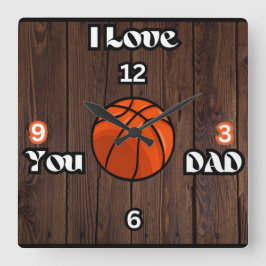Te Amo Papá Rústico Baloncesto Cuadrado Reloj