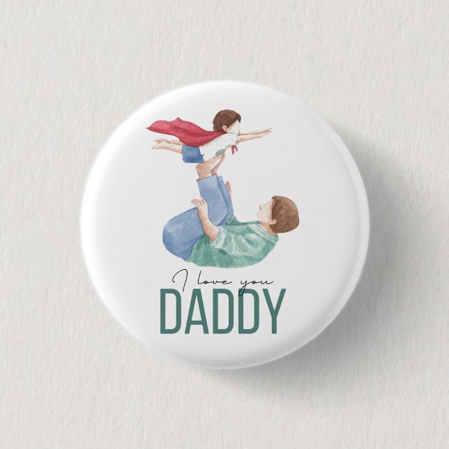 Te Amo Papá Superhéroe Padre e Hijo Botón (Anverso)