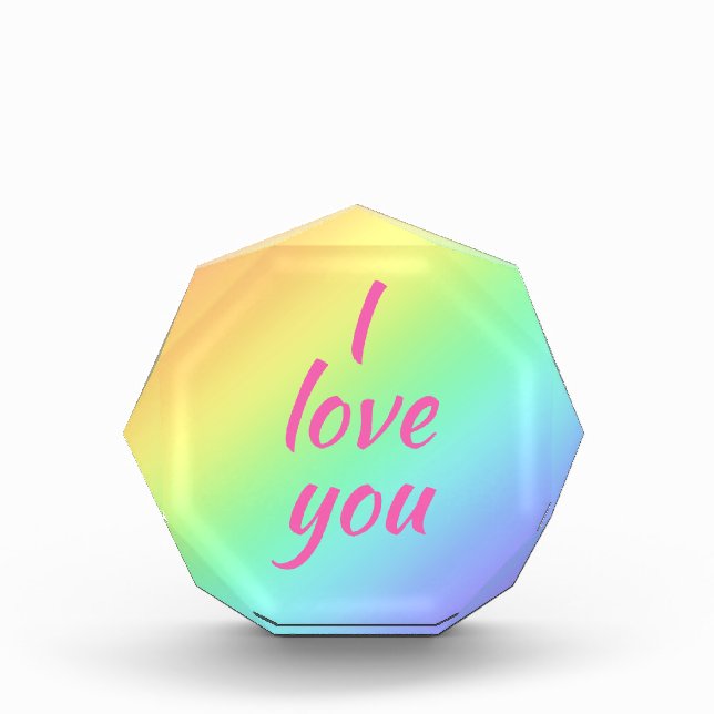 Te Amo Pastel Bloque Acrílico Arcoiris (Anverso)