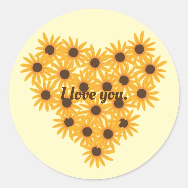 Te amo, Pegatinas del Corazón de Girasol (Anverso)
