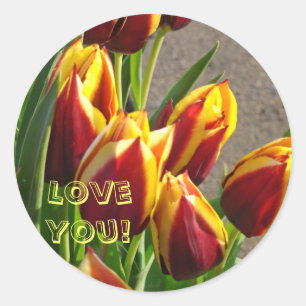 Te Amo! pegatinas Tulipanes Flores Rojas Amarillas
