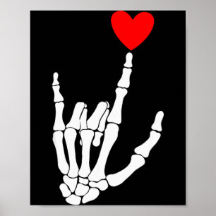 Te Amo Señal de Mano de Esqueleto Asl Corazón San