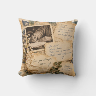 Te Amo Siempre Mamá Almohada Vintage Carta