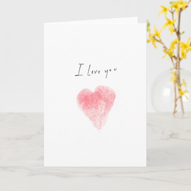 Te Amo Tarjeta Corazón de Acuarela (flor amarilla)
