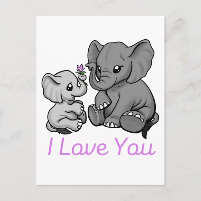 Te amo - tarjeta de elefante (Anverso)