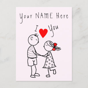 Te amo tarjeta de pareja de amor - nombre de texto