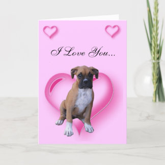 Te amo tarjeta de saludo de cachorro boxer