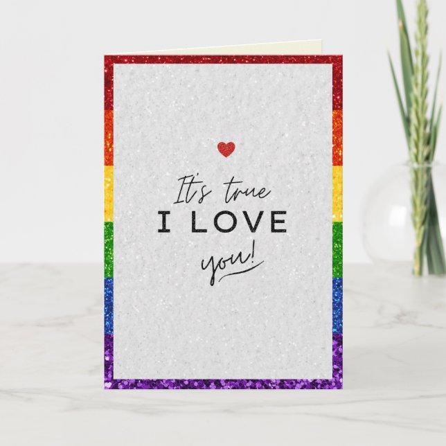 Te amo tarjeta de San Valentín Purpurina del Orgul (Anverso)